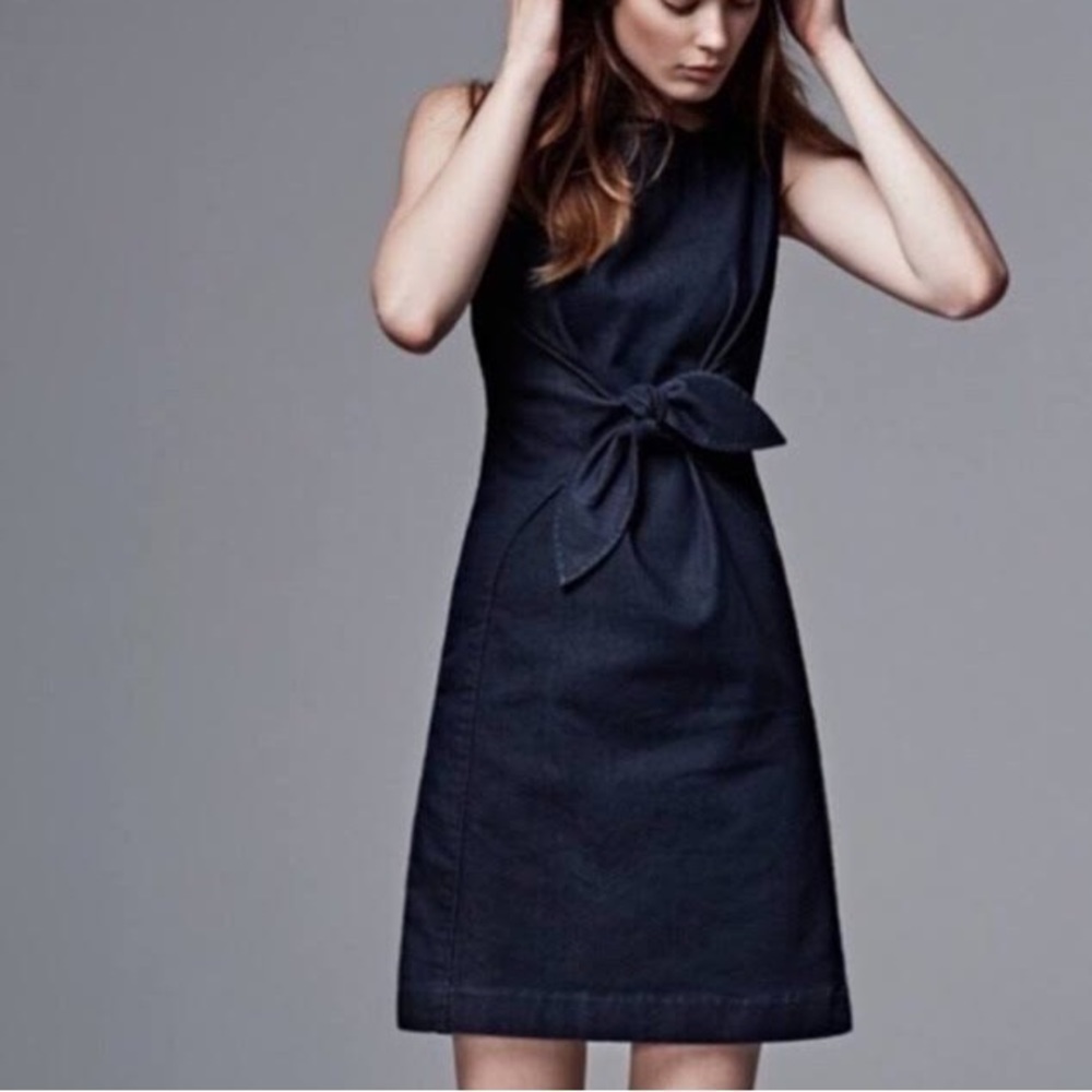Anthropologie Holding Horses Clara Denim Front Tie Mini Dress